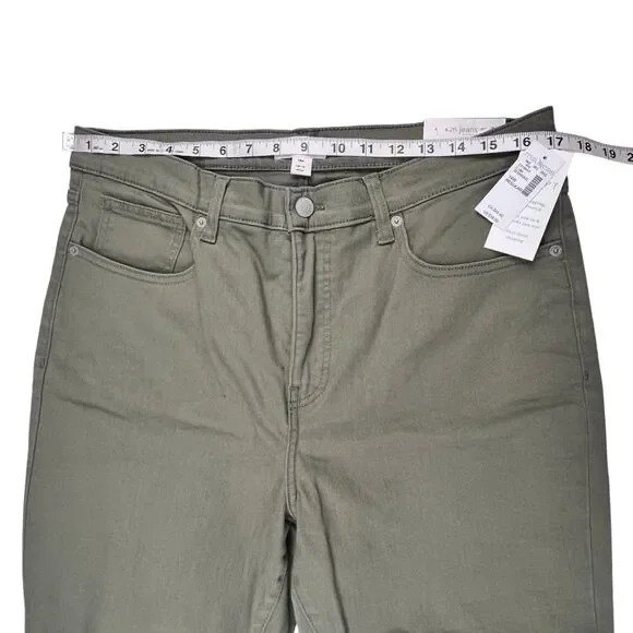 M Jeans Pants 14W Olive Green Neutral Tone Denim Casual Skinny High Rise Jeans - Picture 3 of 14